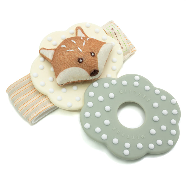 WRISTEEZ™ Organic Baby Teething Wristlet Rattle - Finley the Fox