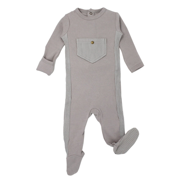 Organic Ribbed Footies with Pocket