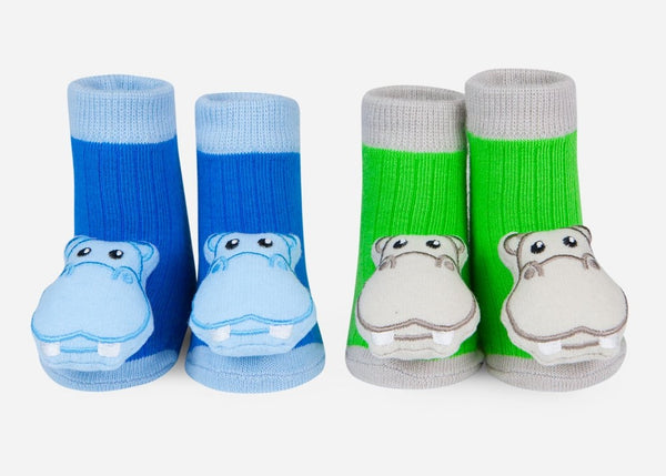 Waddle Baby Socks- Hippo Rattle Socks