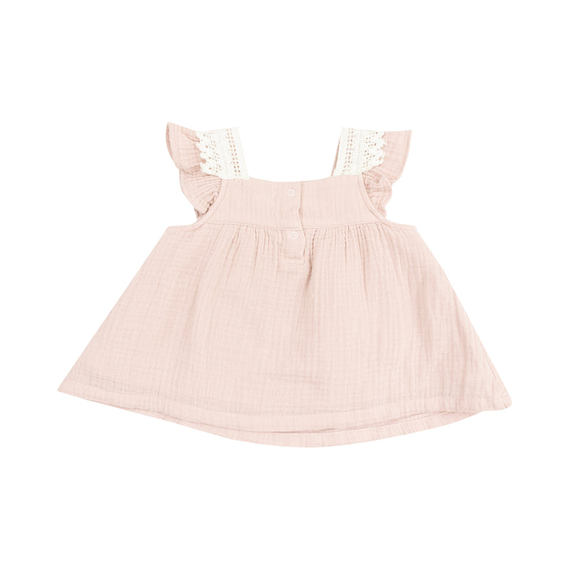 Pinafore Top with Crochet Heart Lace and High Waisted Diaper Cover
