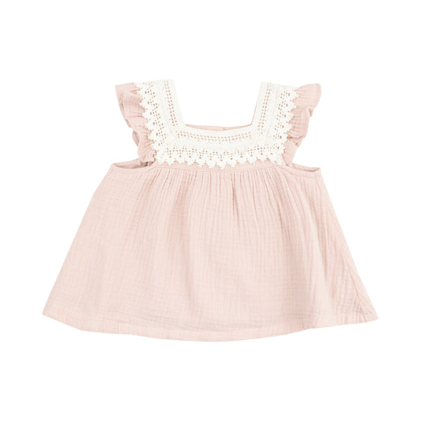 Pinafore Top with Crochet Heart Lace and High Waisted Diaper Cover