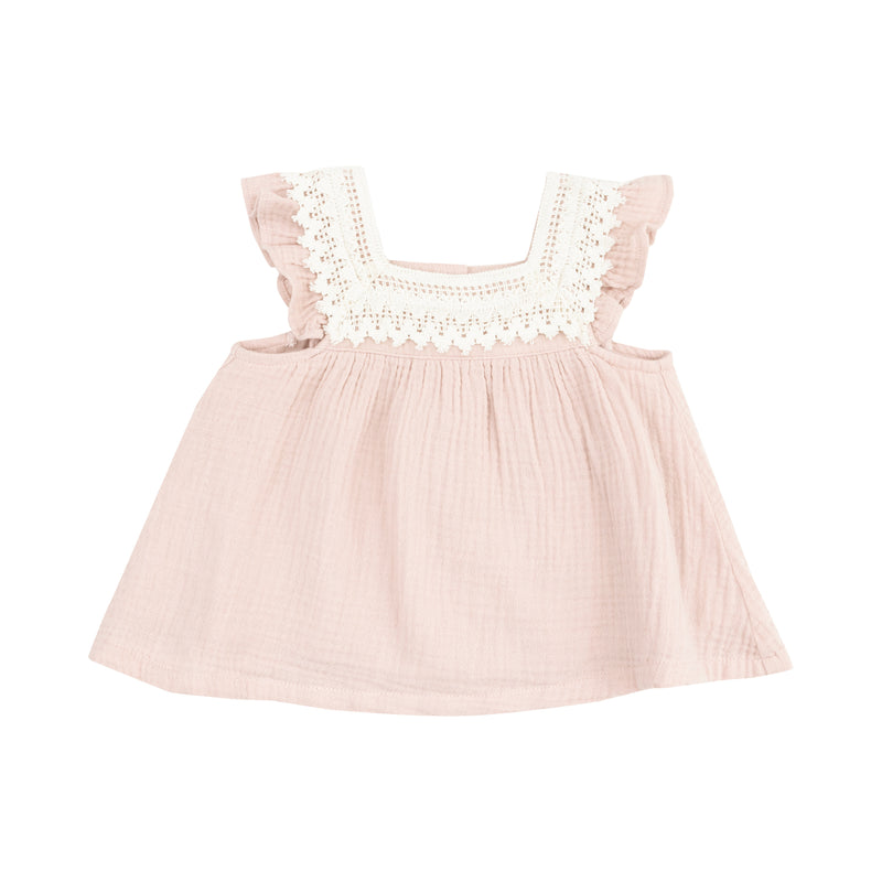 Pinafore Top with Crochet Heart Lace and High Waisted Diaper Cover