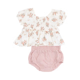 Cap Sleeve Smocked Blouse & Muslin Bloomer