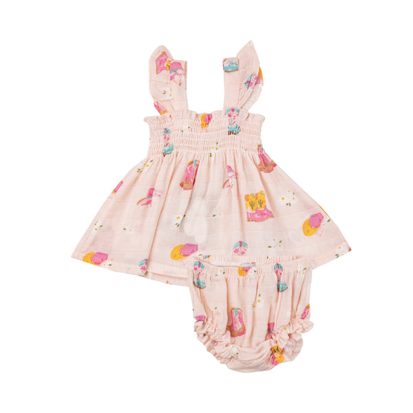 Ruffle Strap Smocked Top & Diaper Cover