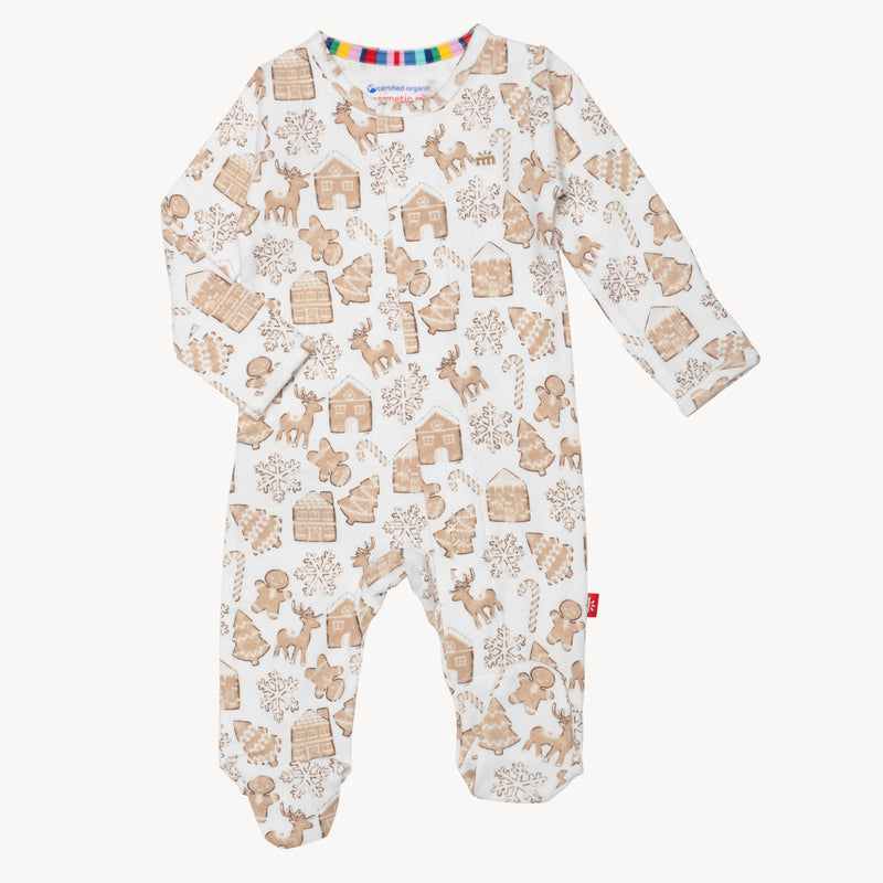 Organic Cotton Magnetic Footie - Gingerbread Lane