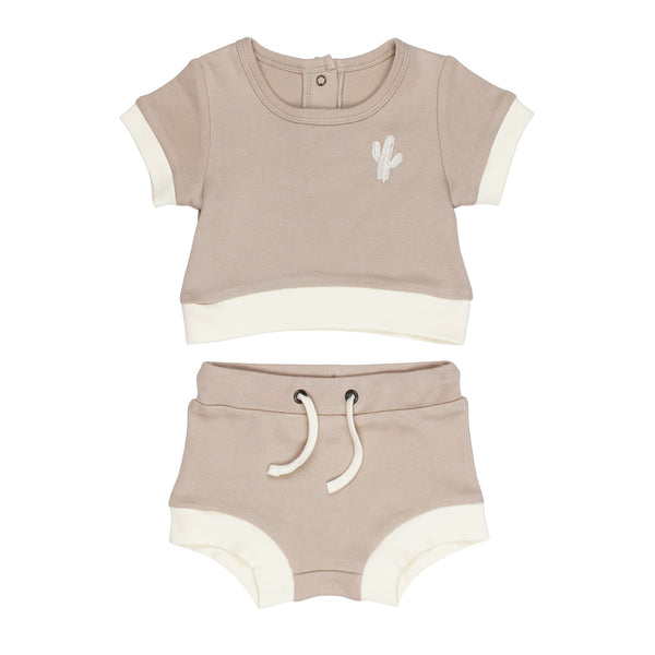 The Neutral Collection - Embroidered Tee & Shortie Set