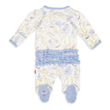 Magnetic Ruffle Footie - Blue Blossom