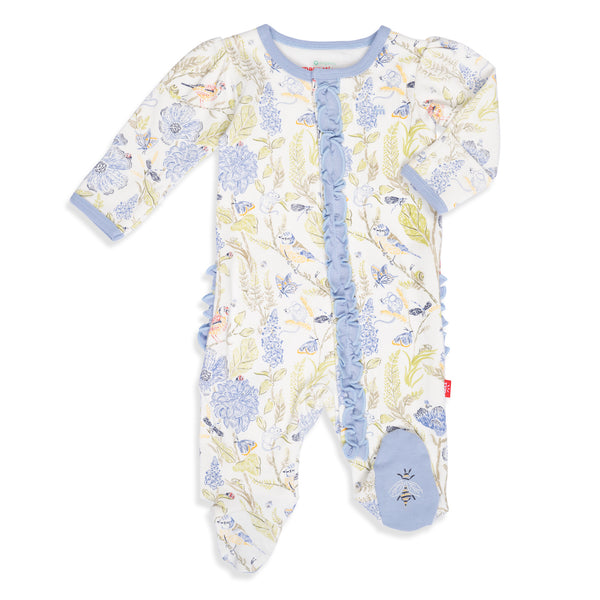 Magnetic Ruffle Footie - Blue Blossom