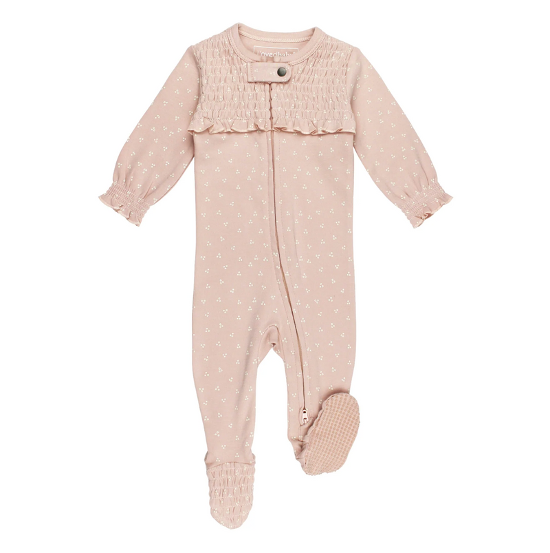 Organic Smocked Zipper Footie