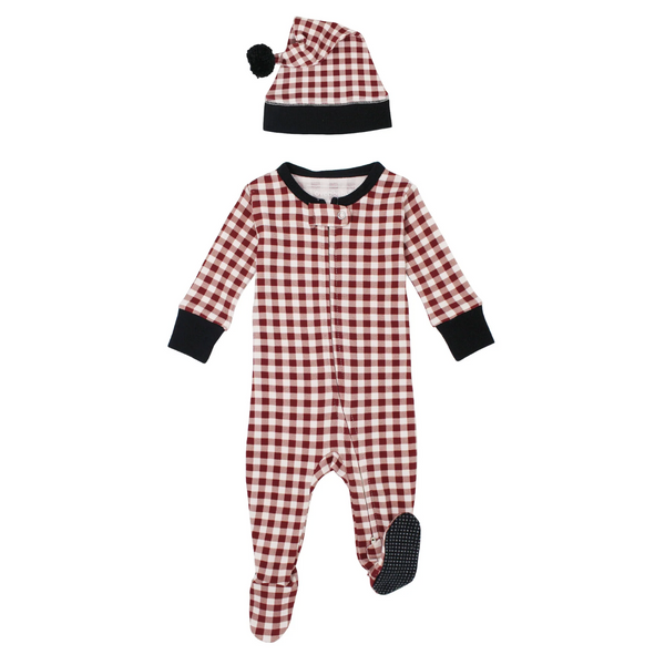 Holiday Organic Zipper Footie & Cap Set