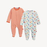 Magnetic Cloud Stretch Footie - 2 Pack Bundle - Orange Dino Combo