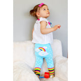 Doodle Pants- Blue Rainbow Leggings