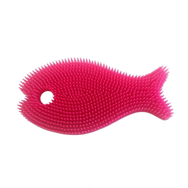 Innobaby -Bathin' Smart Silicone Bath Scrub- Fish Light Pink/ Fuchsia