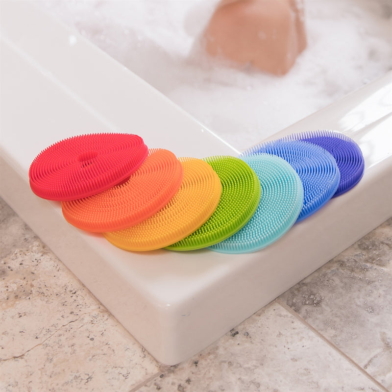 Innobaby - Bathin' Smart Rainbow Spots Silicone Bath Toy & Scrub, 7 Pack
