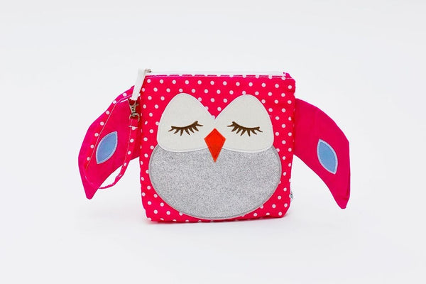 Nikiani - My First Buddies - Sparkle/Plush Snack Bag - Stella Pink Polka Dot Owl
