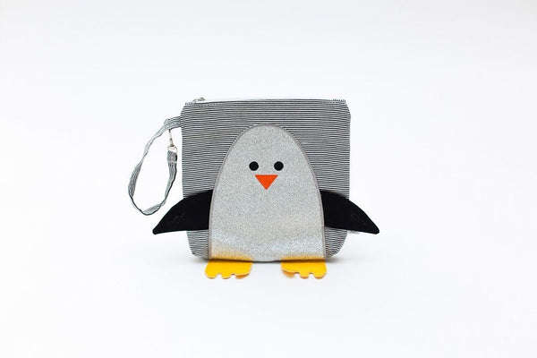 Nikiani - My First Buddies - Sparkle/Plush Snack Bag - Chili Silver Glitter Penguin