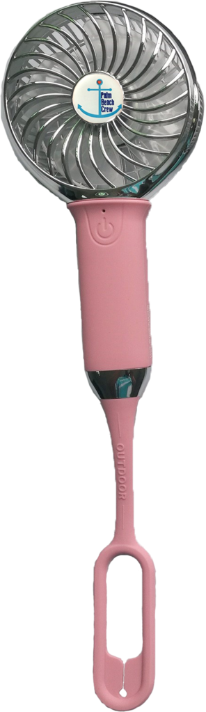 Nikiani - Palm Beach Crew - 3 Speed USB Rechargeable Fan - Pink/Chrome