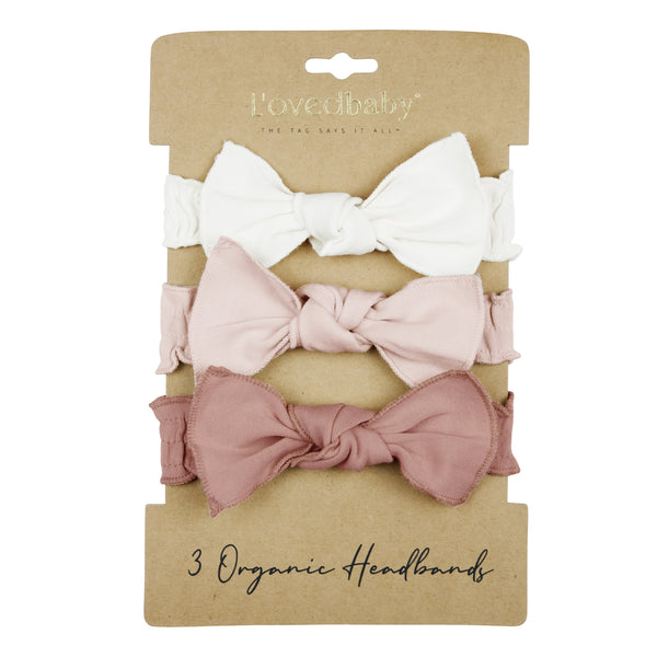 Organic 3-Piece Smocked Headband Gift Set in Pinks