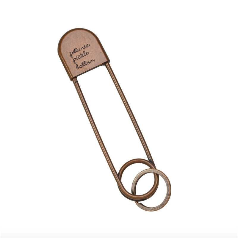 Petunia Pickle Bottom - Safety Pin Keychain - Antique Copper