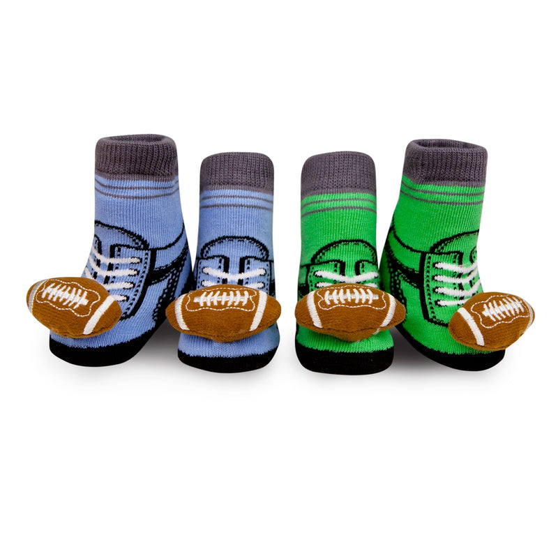 Waddle Baby Socks- Football Rattle Socks