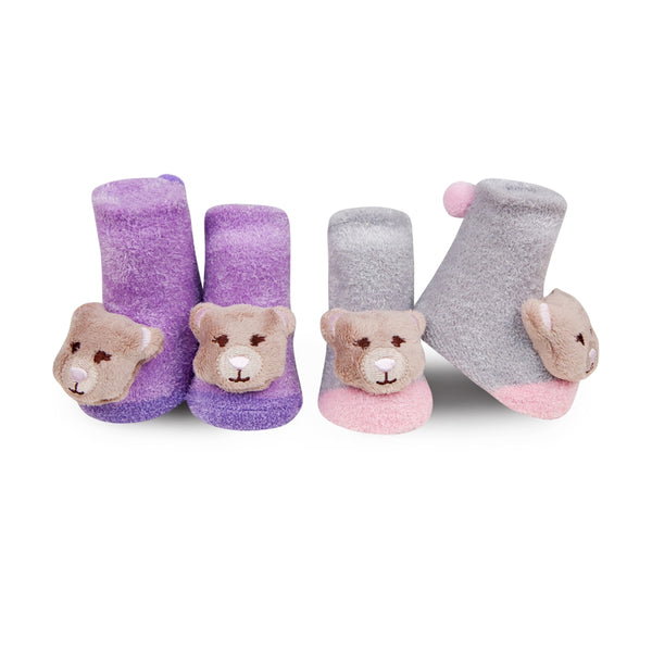 Waddle Baby Socks- Teddy Bear Rattle Socks