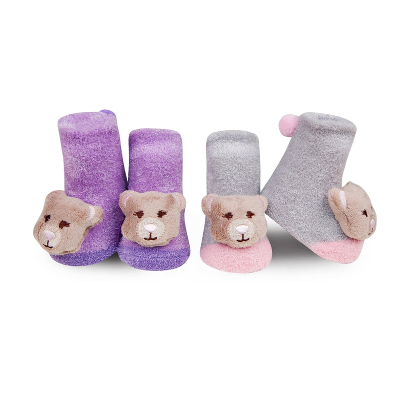 Waddle Baby Socks- Teddy Bear Rattle Socks