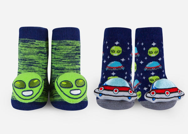 Waddle Baby Socks - Alien & UFO Rattle Socks