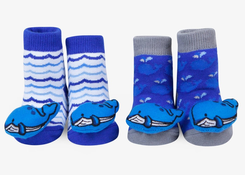 Waddle Baby Socks- Whale Rattle Socks