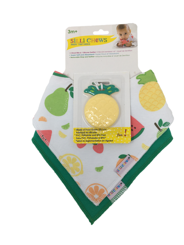 Silli Fruits Bandana Bib Set with Pineapple Teether & Strap